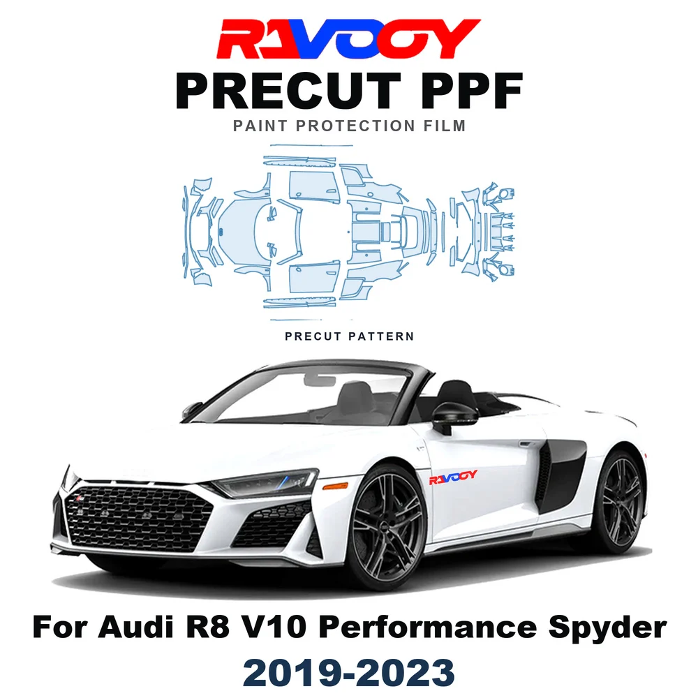 Precut PPF For Audi R8 V10 Performance Spyder 2019-2023 8.5mil TPU Paint Protection Film Hood Bonnet Bumper Headlight Clear Kit