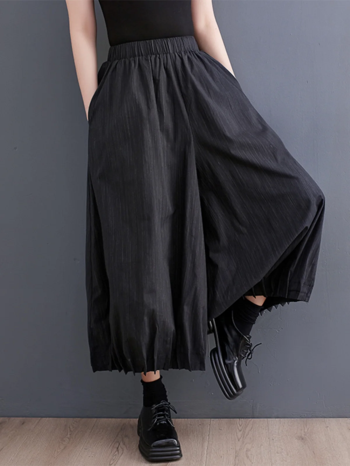 بالإضافة إلى حجم الصيف عارضة k مرونة واسعة الساق مطوي فانوس تنورة السراويل فضفاضة البنطلون السراويل تصميم فريد تخفيف Sle Nat...