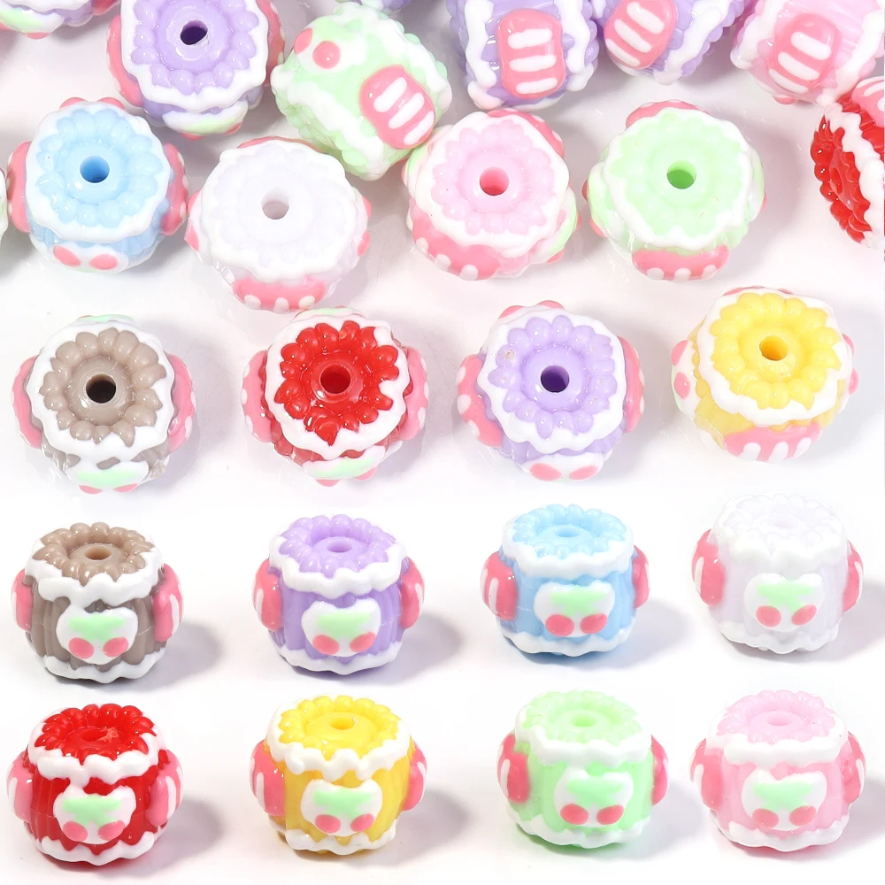 

5 шт., акриловые бусины с тяжелым маслом, ручная роспись, хлеб, вишневый крем, прокладки, акриловые бусины для самостоятельного изготовления ювелирных изделий, браслет, аксессуары для рукоделия