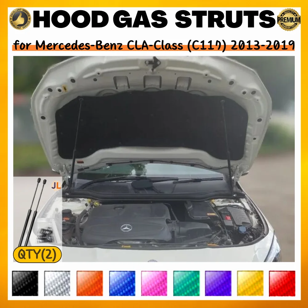 

Qty(2) Hood Struts for Mercedes-Benz CLA-Class (C117) 2013-2019 Front Bonnet Gas Springs Shock Absorber Lift Supports Dampers