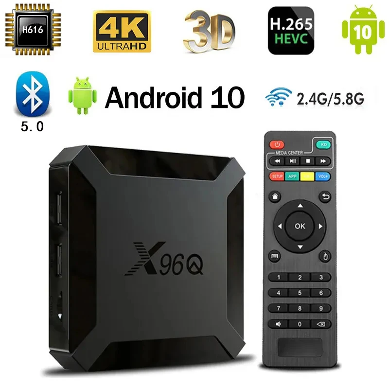 X96Q Smart TV Box Android 10.0 Bluetooth 5.0 Allwinner H313 Quad Core 4G 5G Dual WiF HD 4K 3D H. 265 2GB 64GB 2024 new TV Box