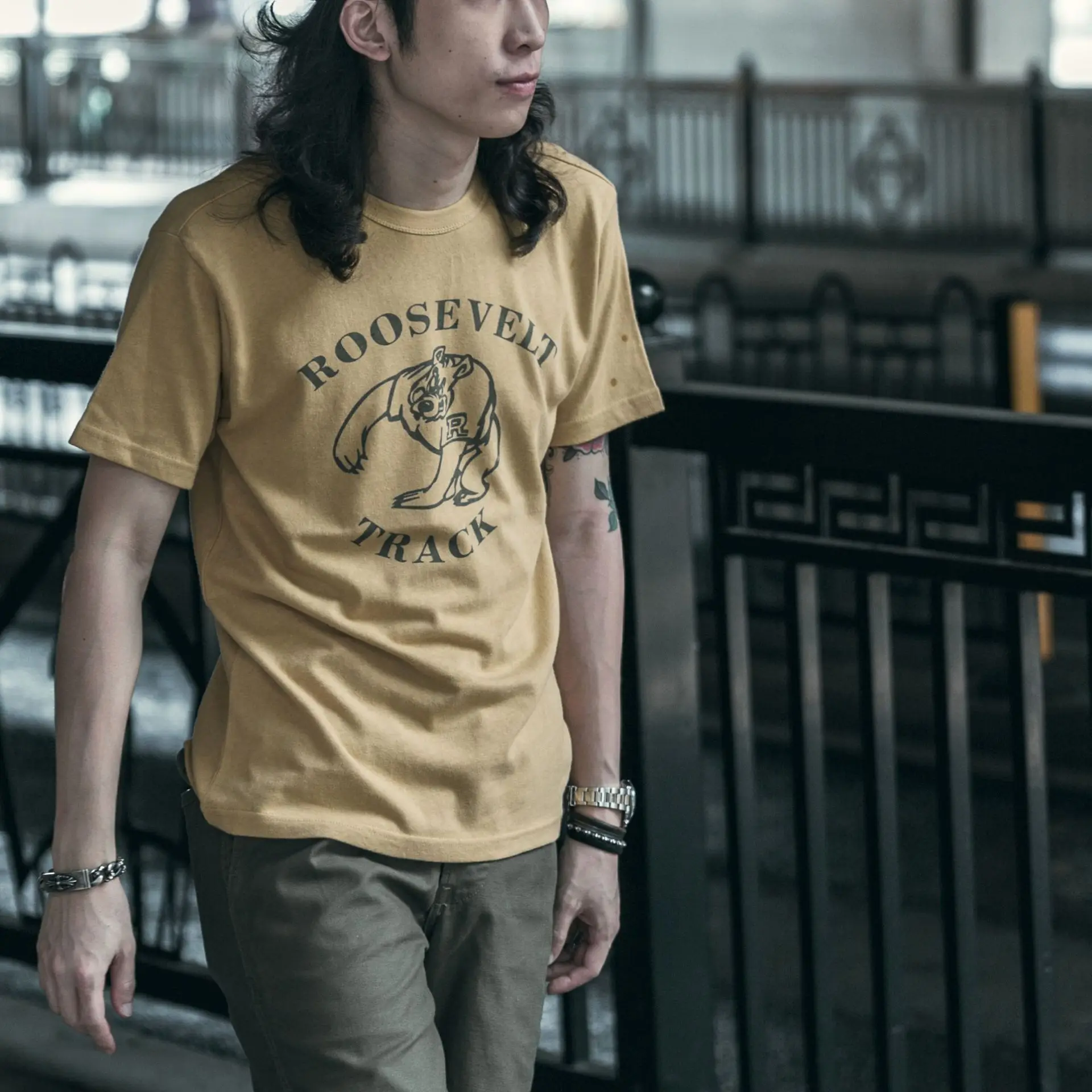 NON_STOCK_VINTAGE series_Men's American khaki heavy short-sleeved round neck t-shirt