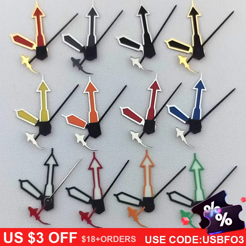 

12.5mm NH35 Hands Green Red Silver Gold Blue Orange Watch Hands C3 Green Luminous For NH35/NH36/4R/7S Movement Watches Pointers