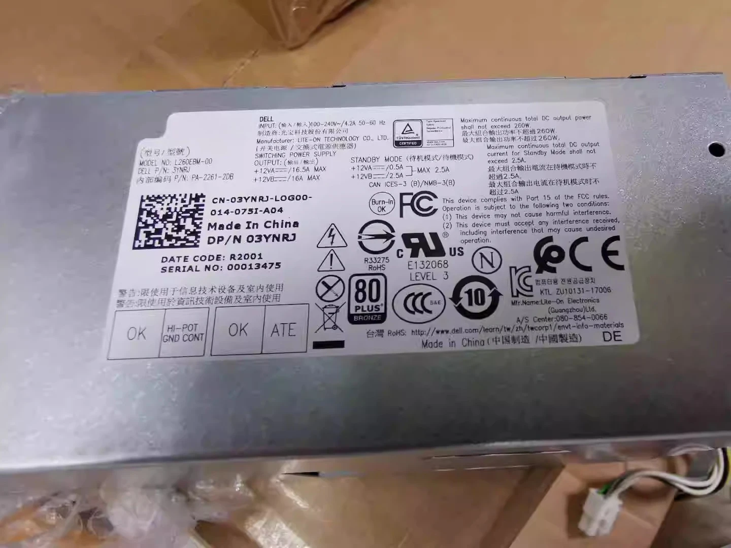 

Для настольного компьютера Dell Optiplex 7060 5060 3050 MT L260EBM-00 Блок питания 6 + 4