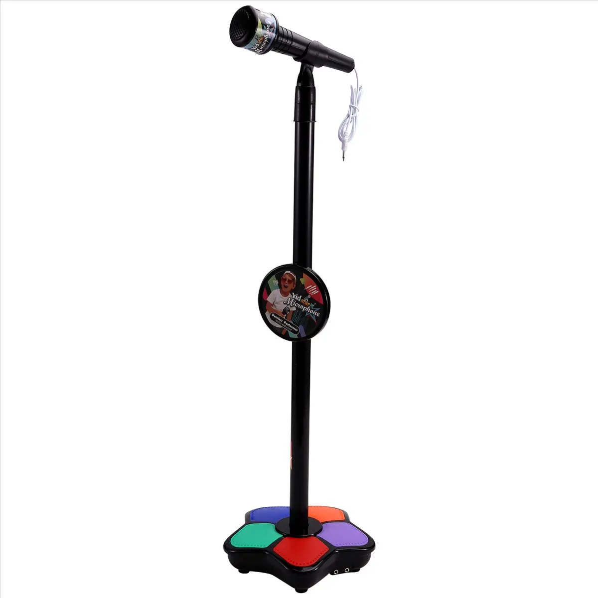 AA25 Kids Microphone with Light Stand Toy,Height-Adjustable Microphone,Brain-Training Educational Toys Birthday Gift Black