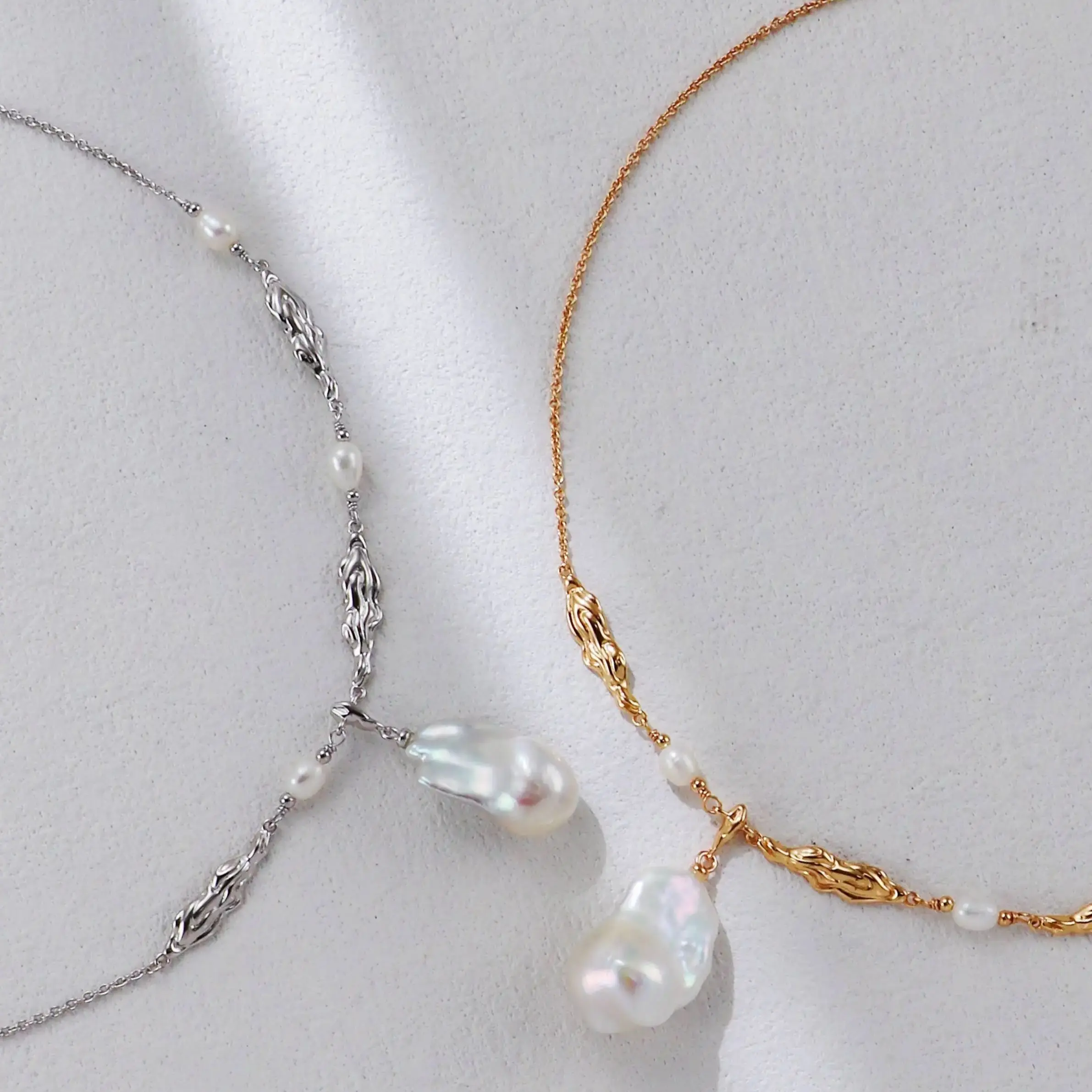 الطبيعية الباروك اللؤلؤ قلادة لؤلؤ المياه العذبة القرط فريد 18K مطلية بالذهب اللؤلؤ والمجوهرات للنساء هدايا عيد الميلاد/عيد الميلاد #3