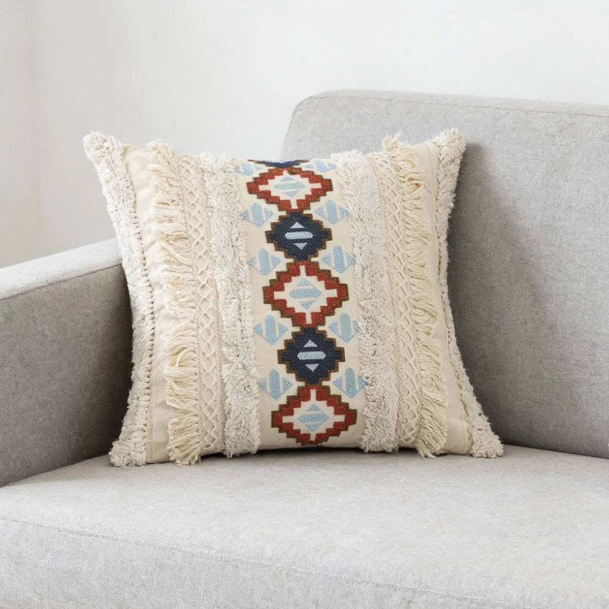 Modern Classic Traditional Tufting Embroidery Square Sofa Home Decorative Pillow Case Canvas 45x45cm 1 Piece Pack