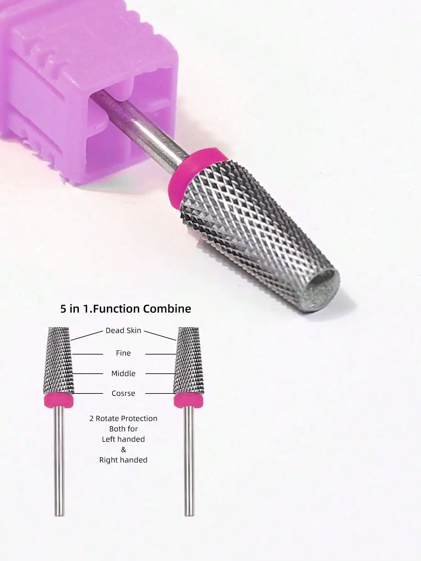 5-in-1 Nail Drill Bit Electric Nail File Bit Carbide Nail Polishing Head For Dead Skin Removal Nail Art Tool