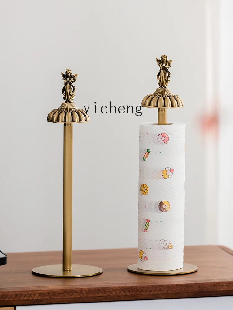 TQH Household Dining Table Brass Napkin Roll Nordic Kitchen Vertical Oil Absorption Roll Paper Storage Tissue Holder images - 6