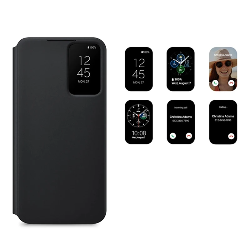 For Samsung S22 Ultra S-View Simple Stylish Flip Cover S22 Case  Galaxy S22 Plus LED Cover EF-ZS908