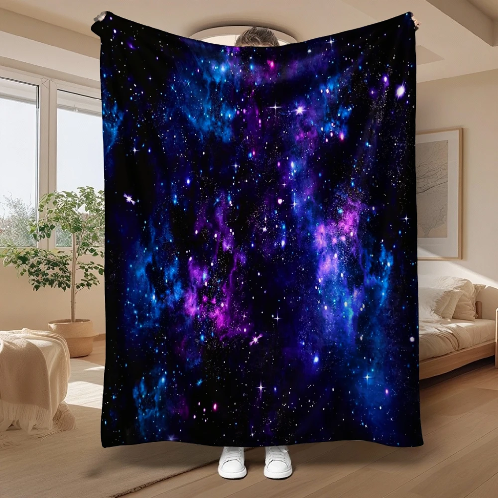 Galaxy Nebula Starry Sky, for Space Lovers And Home Decor, Soft Fleece Blanket, Vibrant Blue Purple Cosmic Print, Cozy Bed Sofa