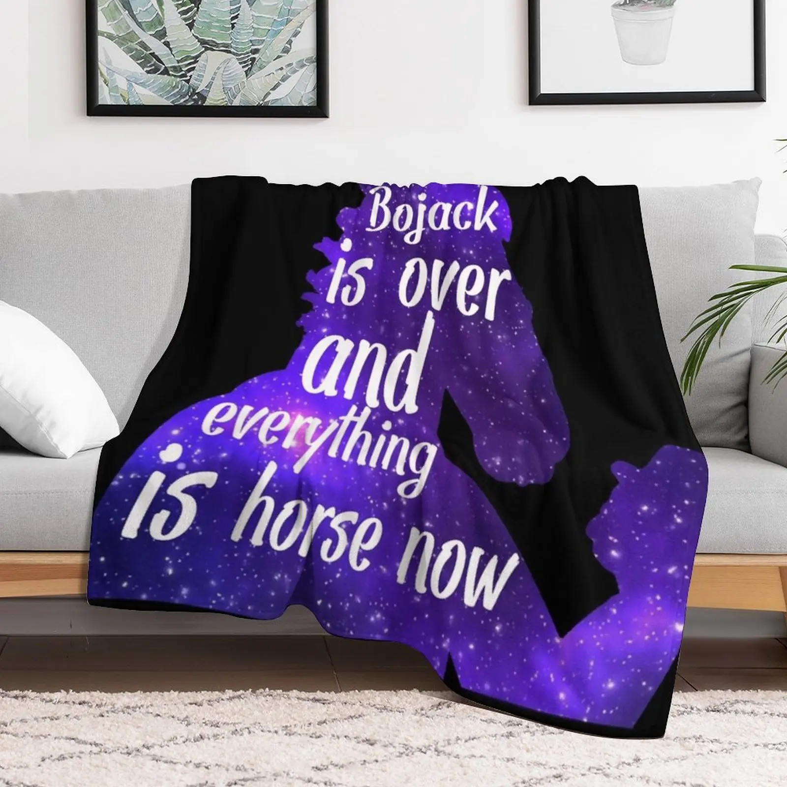 Bojack is over and everything is horse now White Text Throw Blanket Beautifuls Luxury Designer Blankets