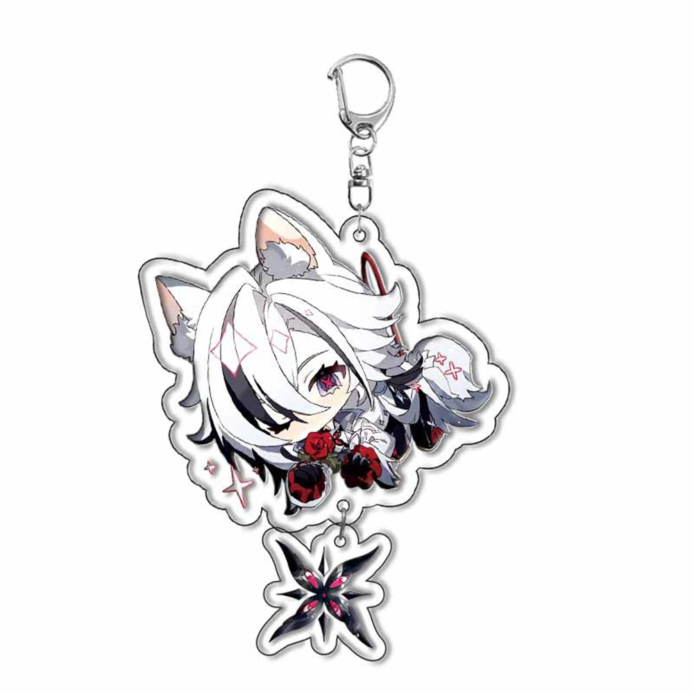 Anime Impact Keychain Game Figure Scaramouche Kaedehara Kazuha Klee Double Sided HD Acrylic Pendant Jewelry Key Chain Fan Gift