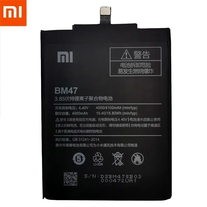 Xiao Mi Original Phone Battery For Xiaomi Mi Hongmi Redmi Note A1 3 3S 3X 4 4X 4A 5A 5X M5 5 6 Plus Prime S2 Pro Plus Batteries