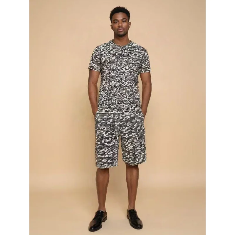 New Printed Summer Casual Shorts Short Sleeve Suit Sports plus Size Men Camouflage Suit