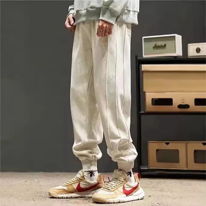 

Осенние модные спортивные штаны, мужские повседневные брюки-карго, модные брюки с переплетом, унисекс, свободные спортивные штаны для улицы, уличные спортивные штаны