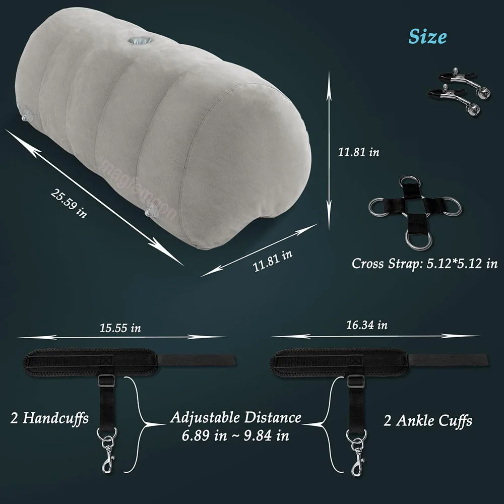 Sex Pillow Couples Sex Toys, SM Product Heart Shaped Inflatable Cushion Furniture for Bedroom Dildo Mount, Cross Strap, Nipple C view 4