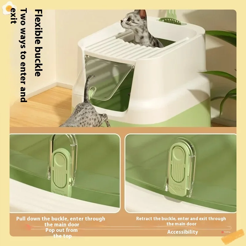 

Curled Tail Cat Litter Box Closed Pet Toilet Drawer Splash-proof Large Deodorant Large Space for Cats Pet Items
