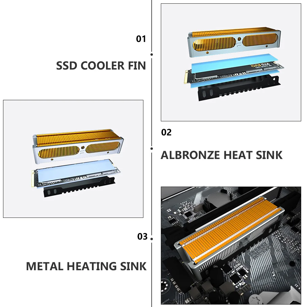 

1Pcs SSD Cooler Fin Aluminum Copper Alloy Sandblasting Heat Sink Inclined Wind Guide Structure Fast Cooling Radiator Solid State