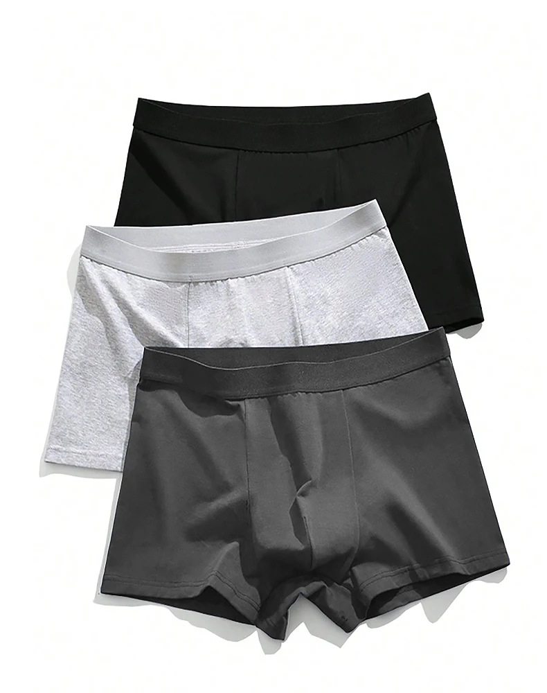 

3pcs Cotton Men's Underwear Mixed Color Graphene Interior Antibacterial Middle Waist Underwear Breathable Flat Angle Panties