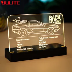 LED Light  Acrylic Display Board Sign Plate Nameplate For Back to the Future Time Machine 10300 Building Blocks Bricks Toys Set