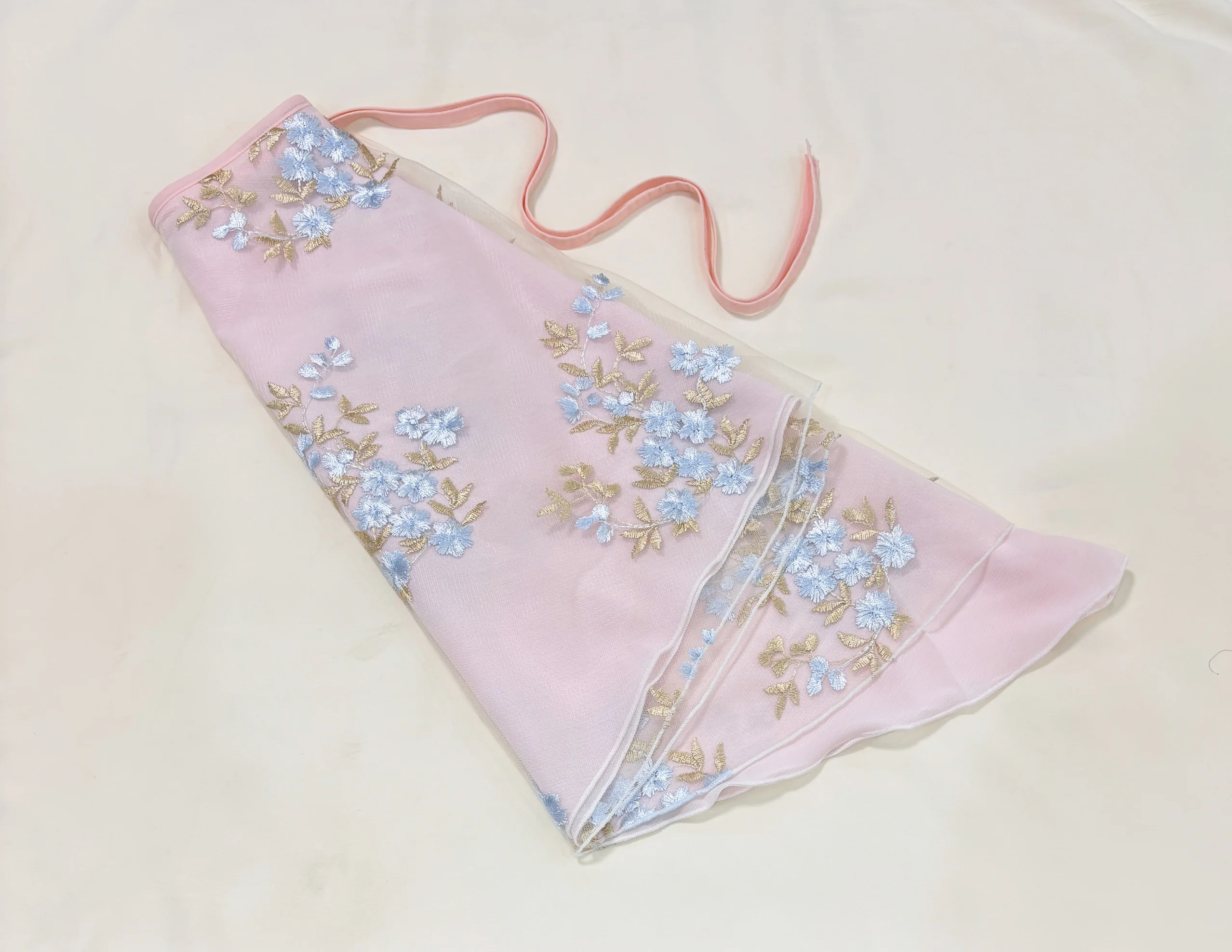 バレエダンス刺繍チュールスカートロングワンピース大人女性用バレエドレスベルト付きハーフ丈ダンススカート