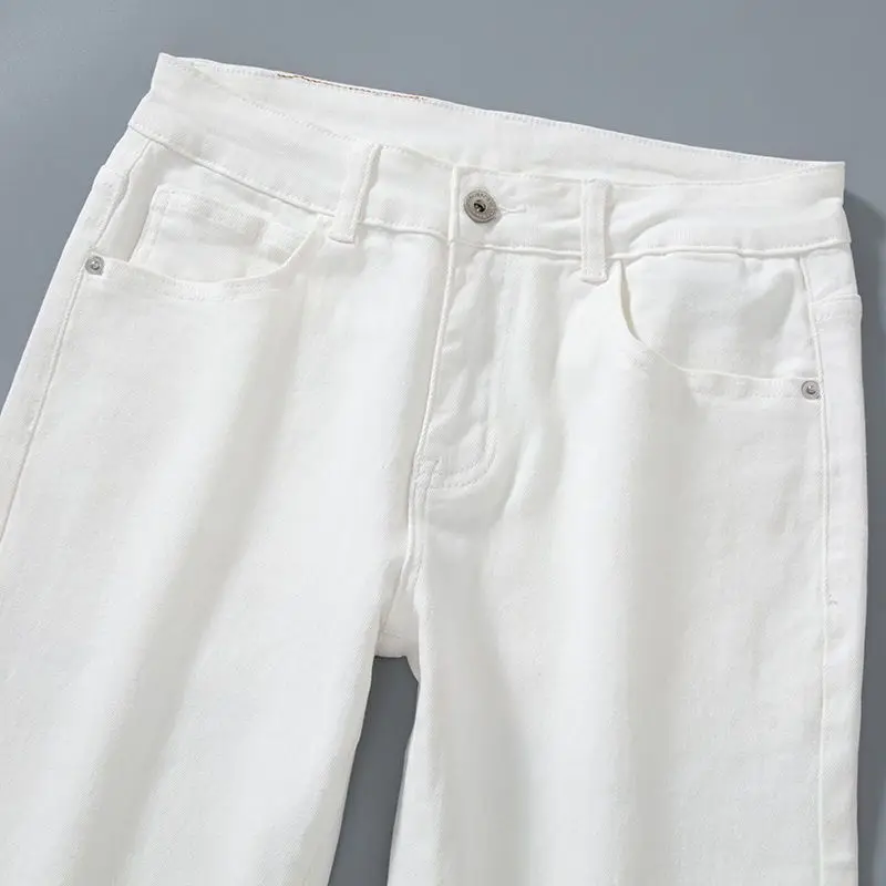 Летние однотонные джинсовые мужские шорты, эластичные модные универсальные свободные брюки, корейская мужская одежда, тонкие повседневные брюки-карго