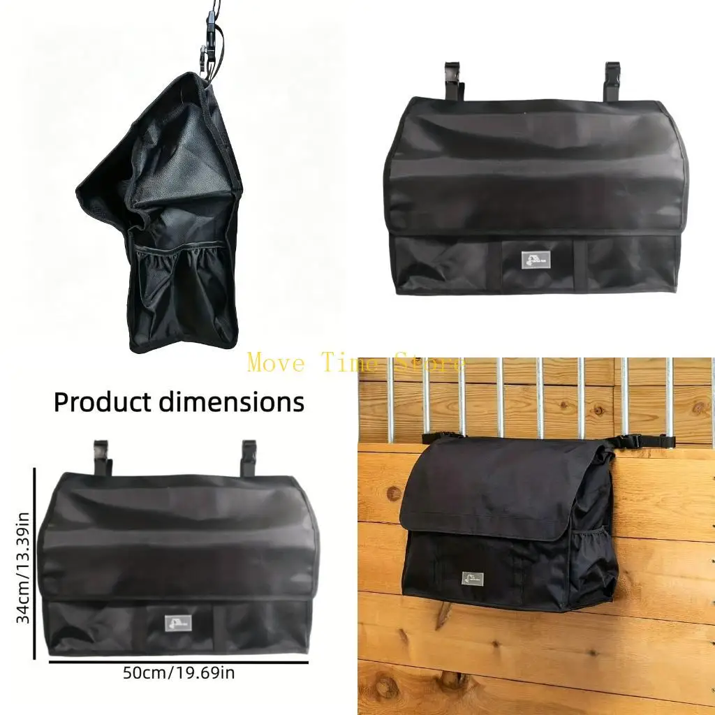 92me-stall-front-double-layer-storage-bag-horse-grooming-supply-holder-with-top-loading-design-equestrian-accessory