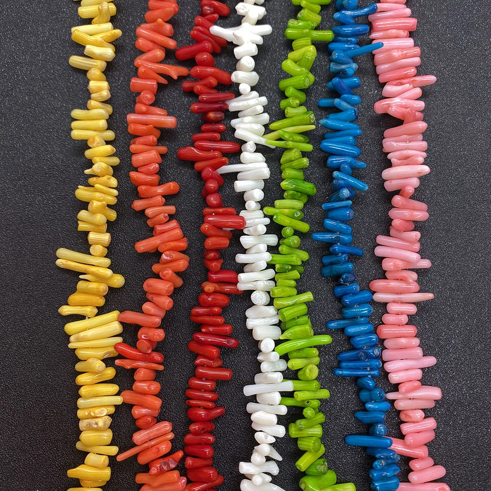 1 strand 7-16mm Irregular Coral Seedling Beads For Jewelry Making Loose Spacer Red/Pink/Blue/Green/White/Yellow Color Coral Bead - Detail 1