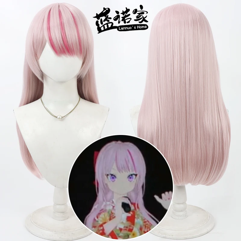 

NIJISANJI Virtual YouTube Hime Tanaka Tanaka Hime Розовый длинный парик для косплея Хэллоуин Вечеринка Синтетические волосы Термостойкое волокно