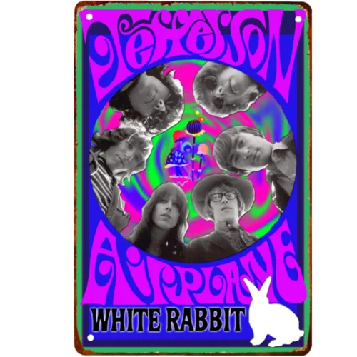 Vintage Jefferson Airplane Metal Sign 60s Rock & Roll Retro Tin Sign Decor 12x8