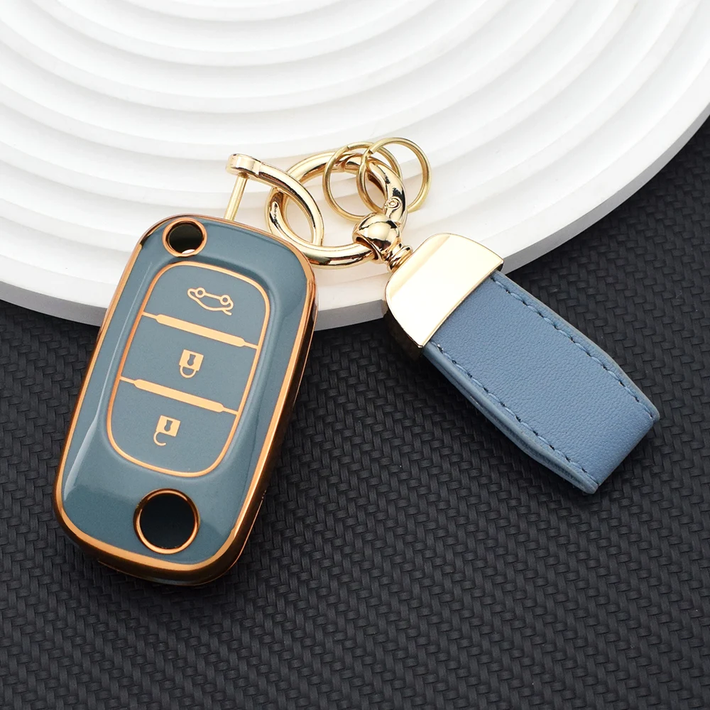 3 Buttons TPU Car Key Case for Renault Fluence Clio Megane Kangoo Modus Auto Key Cover Protector Keychain