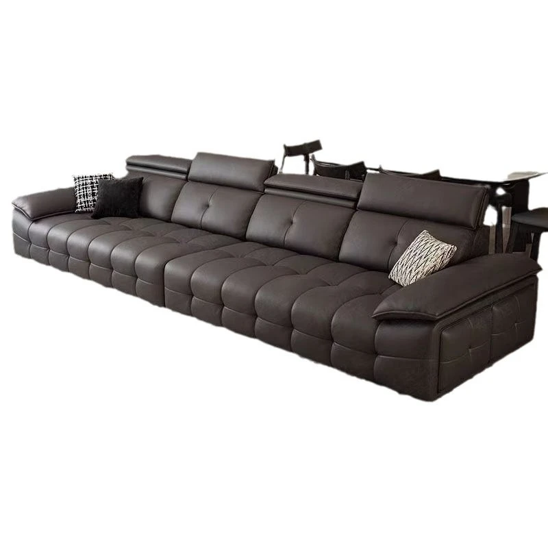 

Modern light luxury Italian Lawrence minimalist piano key leather sofa living room straight row villa size apartment sofa