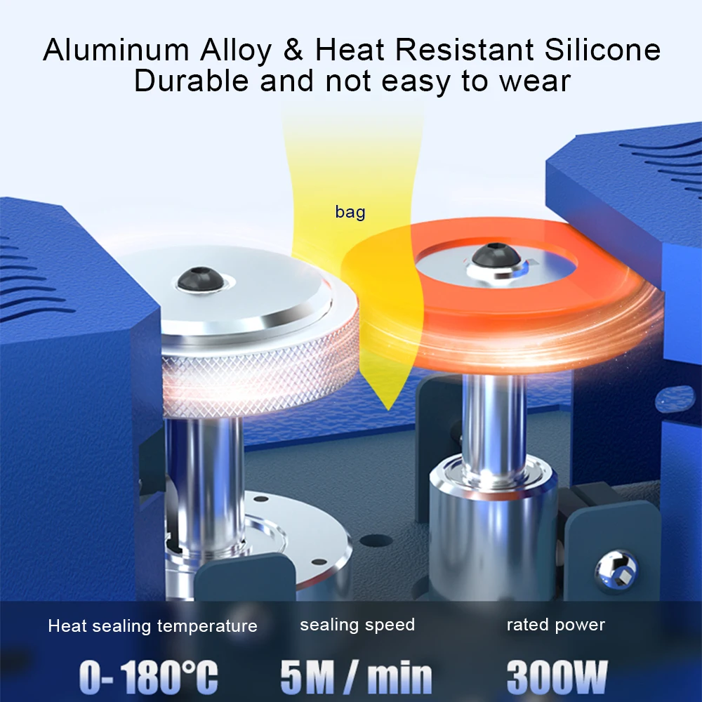 آلة ختم الأكياس الحرارية التجارية الأوتوماتيكية بالكامل - إغلاق أكياس الطعام البلاستيكية الحرارية، سدادة العبوات لتعبئة الحلوى والبلاست