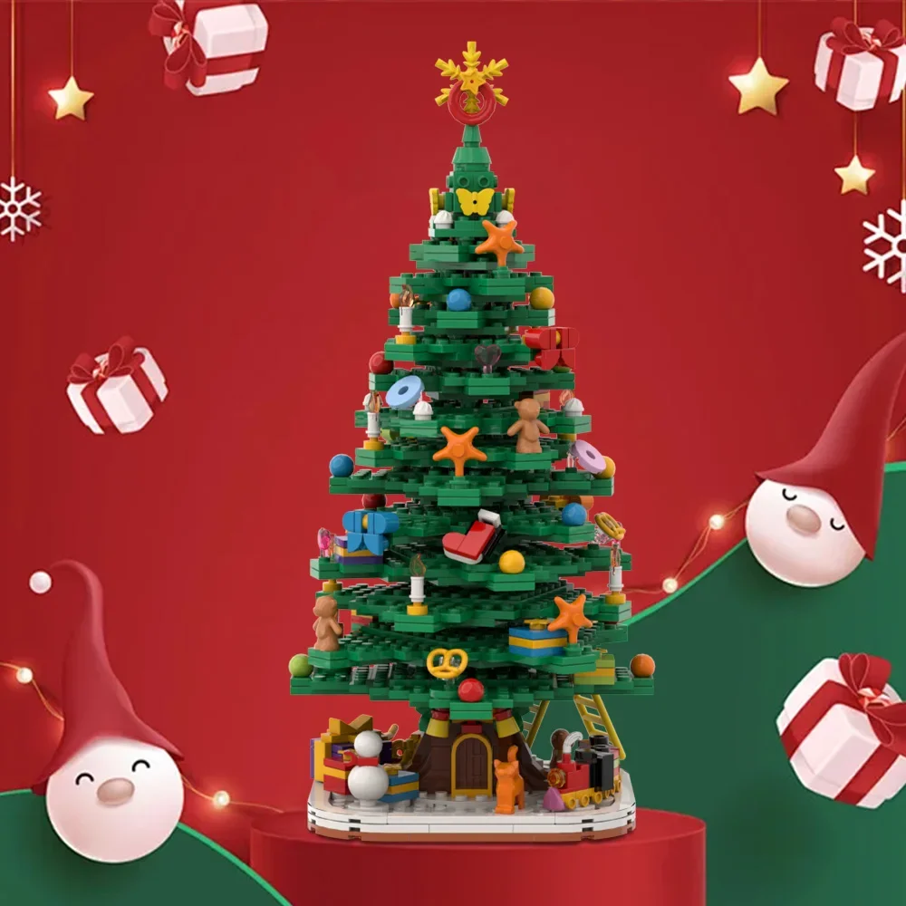 MOC Christmas Tree Model Building Blocks Christmas sleigh  Christmas RV Santa Claus Assembling Bricks Toy for Children Xmas Gift