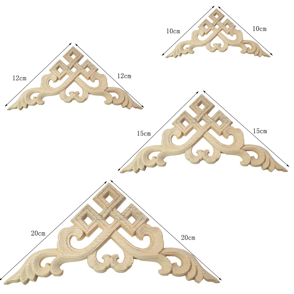 10PCS Wood Carved Corner Onlay Applique Unpainted Furniture Decorative Figurines Wooden Miniature Vintage Home Decoration Decor