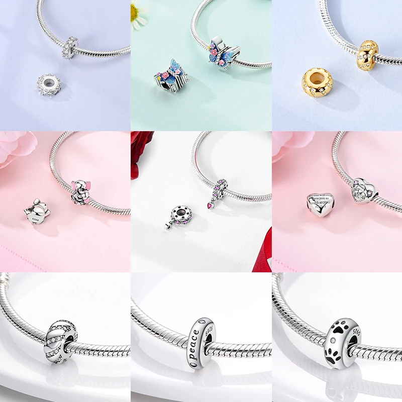 925 Sterling Silber Charm Herz Elefant Baum Reise-Perlenanhänger Passend für Europäische Armbänder DIY Damenschmuck Geschenk 2026 – Detail 7