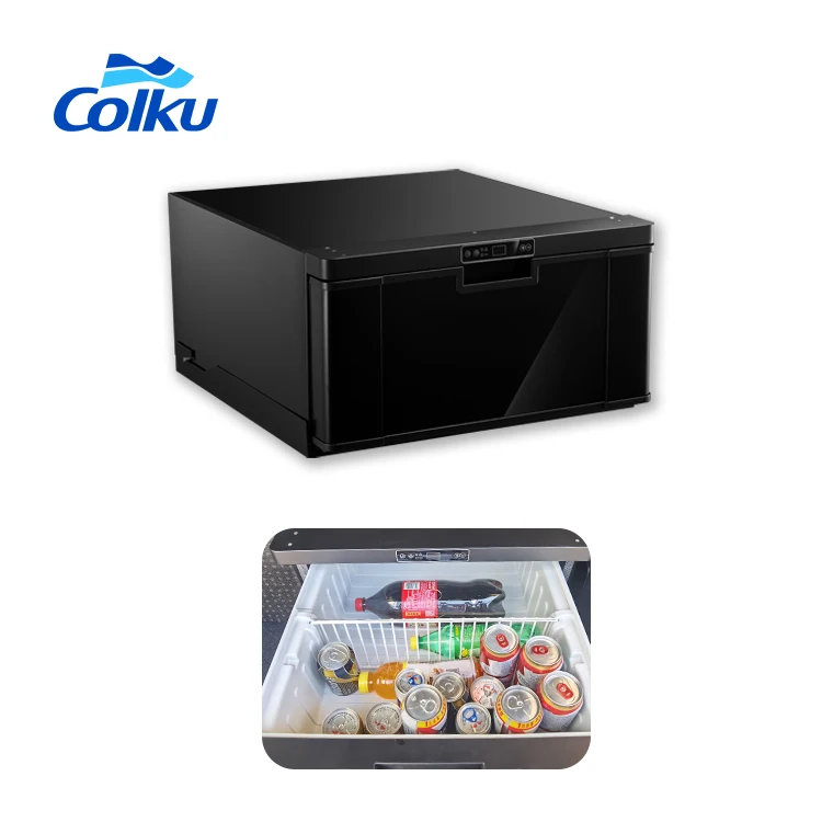 

New Design 40L Mini Drawer Fridge Black 12v 24v Compressor Built-in for Car RV Camping Single Room Freezer Cooling Mode
