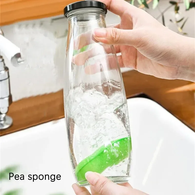 12/1PCS Magic Pea Cleaning Sponge Coffee Tea Wine Drink Glass Bottle Cleaner Brush Cup Washing Scrubber Kitchen Cleaning Gadgets