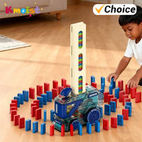 Automatic Domino Train Car with 60 Dominos Children Toy Montessori Early Educational STEM Toys for Boys Girl Kid Christmas Gifts