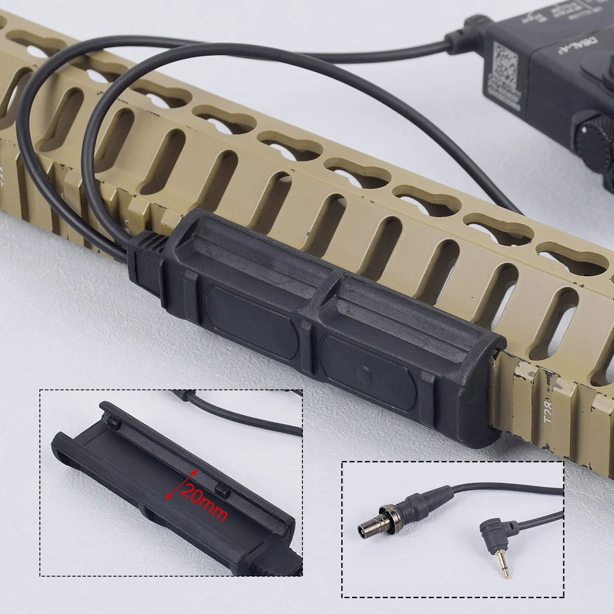 

Tactical PEQ15 Remote Dual Switch 2 Plug Pressure SF 2.5mm Switch Fit PEQ DBAL M300 Airsoft Flashlight Hunting Accessory