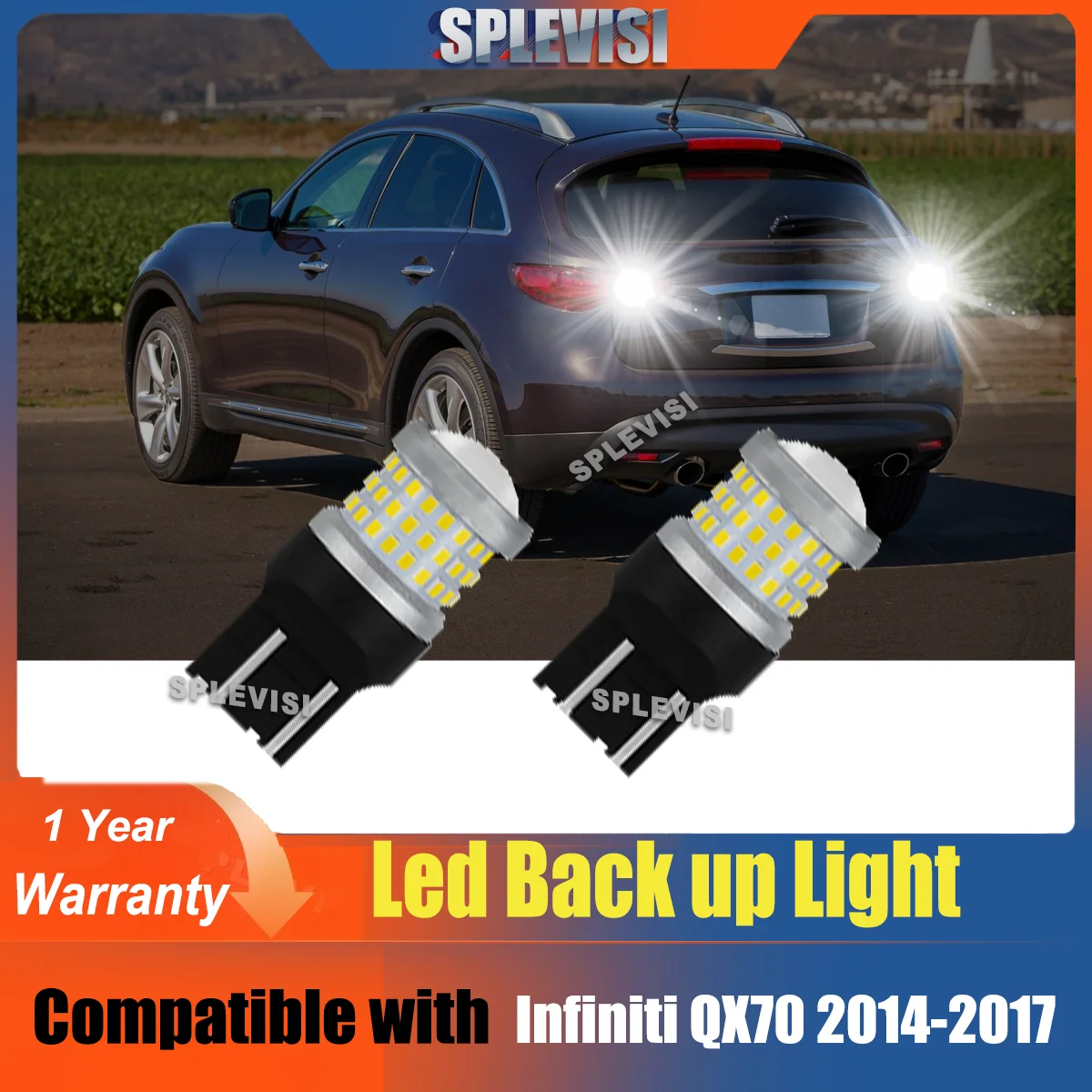 

2x 7440 7443 Aluminum LED Back Up Reverse Lights 6000K White Canbus Error Free Upgrade FIT For Infiniti FX35 FX37 FX50 QX70