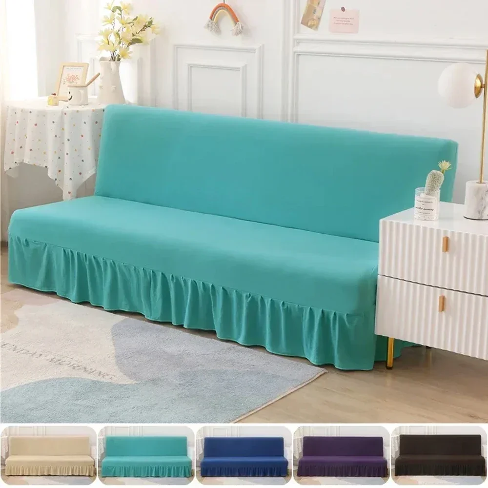 Elastic Sofa Bed Skirt Cover Folding Sofa Cover for Living Room Solid Color Dustproof Washable Funiture Protector Funda De Sofá