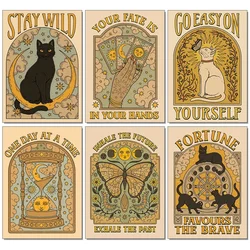5d diamante mosaico bordado kit tarô gato texto arte pintura diamante quadrado completo/brocas redondas diy strass mosaico quebra-cabeça