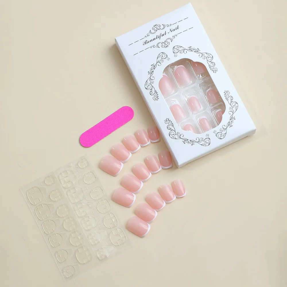 Testa quadrata unghie finte francesi Manicure indossabile staccabile copertura completa Ballerina punte per unghie finte donne