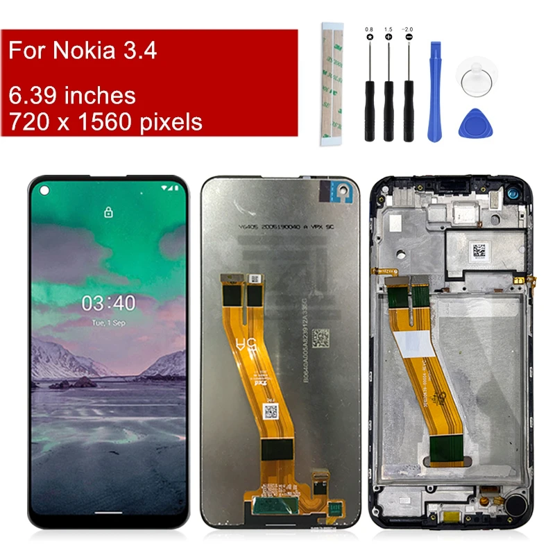 For Nokia 3.4 LCD Display Touch Screen Digitizer Assembly For Nokia 3.4 Display Replacement Repair parts 6.39\