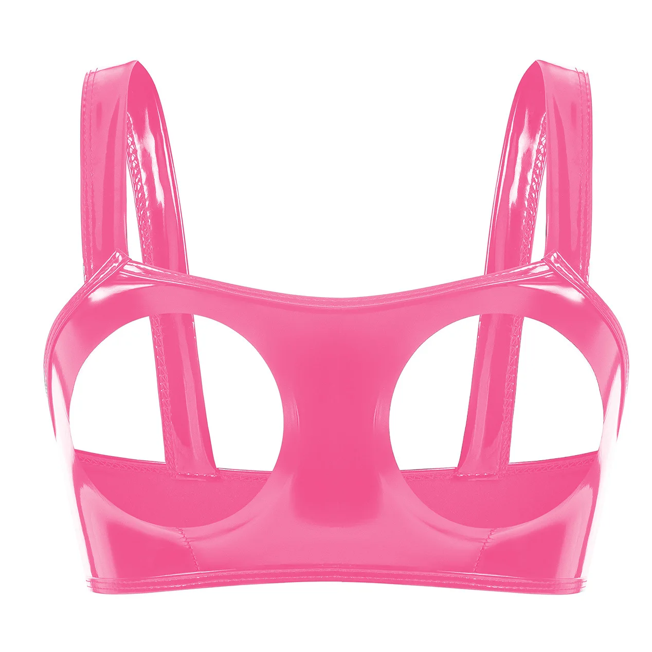 Vrouwen erotische uitgehold latex cupless bh tops open voorkant hete porno borst bloot lingerie sexy glanzende PVC lederen bralette