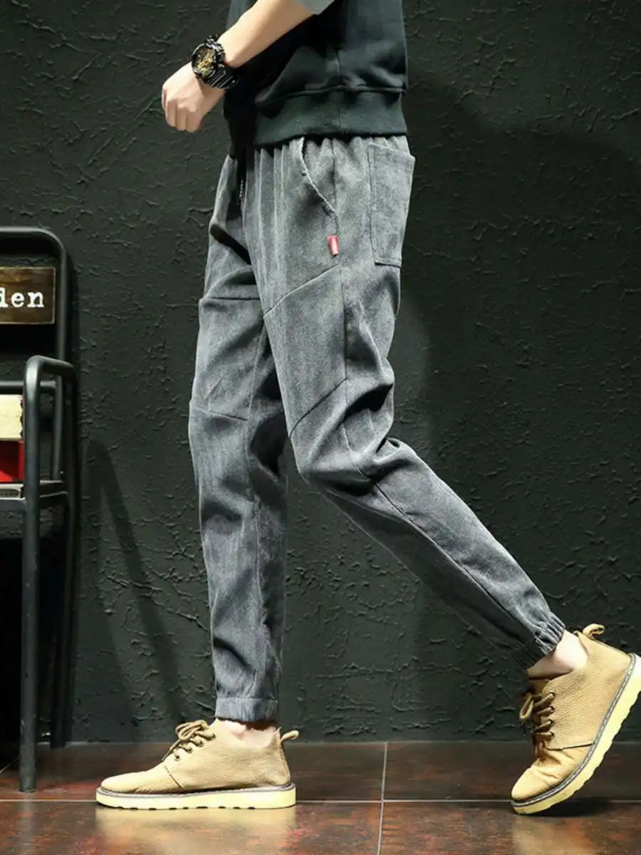 

New Arrival Spring Youth Men's Casual Harlan Pants Nine-Tenths Size Large Faionable Men's Trousers Micro Elastic Waist