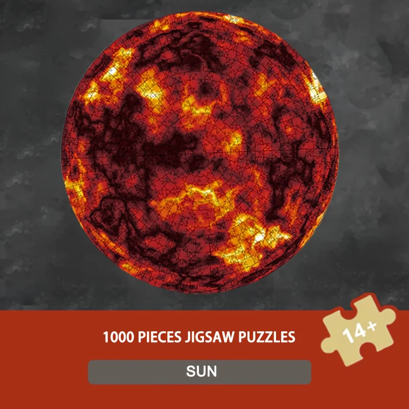 

1000 шт., круглая головоломка с солнцем, 65 см, золотое небо, настенная художественная бумажная головоломка, высокое разрешение, солнечная расклешенная имитация, подарок