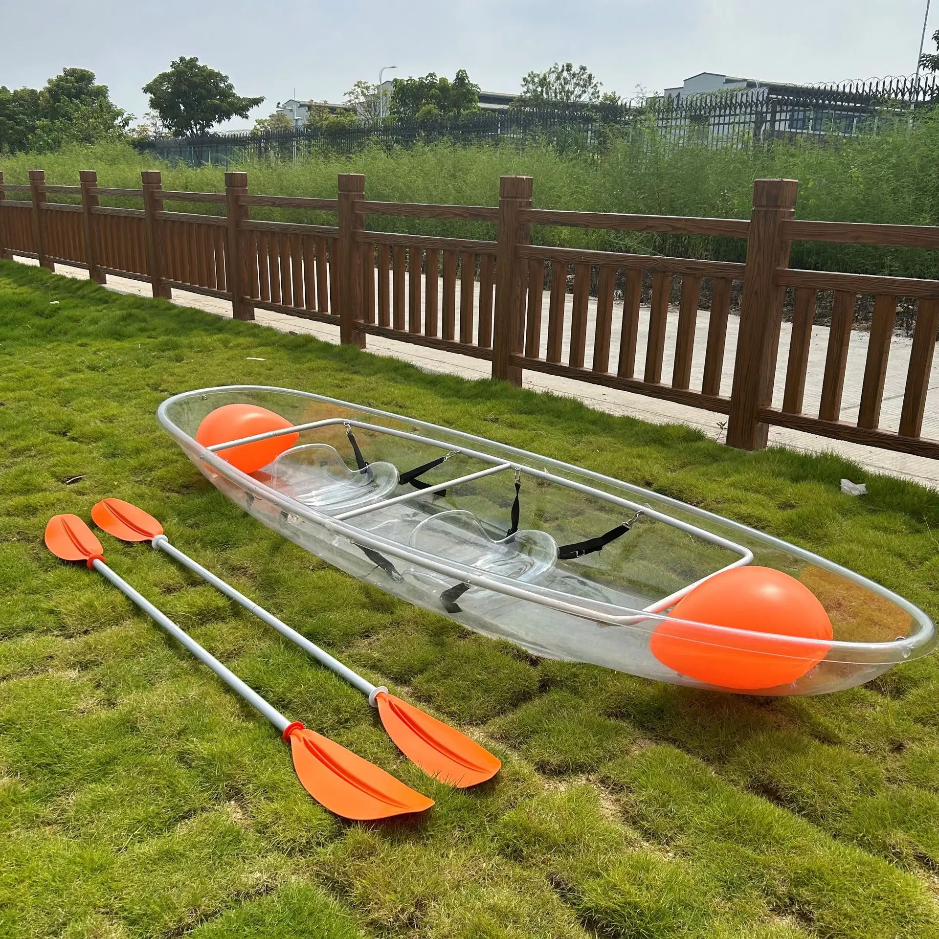 

Transparent Canoe Kayak Polycarbonate Transparent Kayak 2 Person Kayak Boat Sightseeing Boats in Scenic Spots Rowing By Hand